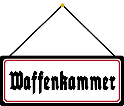 Schatzmix Spruch Waffenkammer Metallschild 27x10 Wanddeko tin Sign mit Kordel Blechschild, Blech, Mehrfarbig, 27x10 cm von Schatzmix