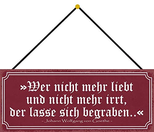 Schatzmix Spruch Wer Nicht mehr liebt Metallschild Wanddeko 27x10 mit Kordel Blechschild, Blech, Mehrfarbig, 27x10 cm von Schatzmix
