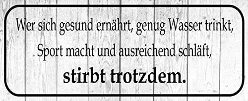 Schatzmix Spruch Wer Sich gesund ernährt Wasser trinkt… stirbt trotzdem Metallschild 27x10 cm Wanddeko tin Sign Blechschild, Blech, Mehrfarbig von Schatzmix