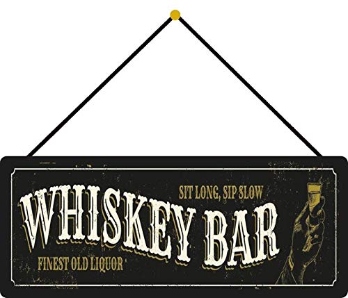 Schatzmix K1899-K Spruch Whiskey Bar Metallschild 27x10 Wanddeko tin Sign mit Kordel Blechschild, Blech, Mehrfarbig, 27x10 cm von Schatzmix