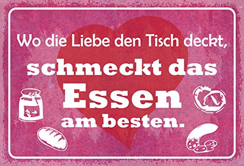 Schatzmix Spruch Wo die Liebe den Tisch deckt Metallschild 20x30 Deko Blechschild, Blech, Mehrfarbig, 20x30 cm von Schatzmix