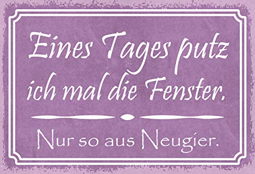 Schatzmix Spruch eines Tages putz ich mal die Fenster Metallschild 20x30 Deko Blechschild, Blech, Mehrfarbig, 20x30 cm von Schatzmix