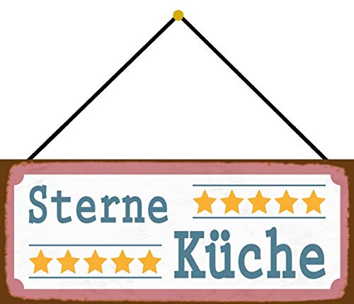 Schatzmix Sterne Küche tin Sign Metallschild Dekoschild 27x10 cm mit Kordel Blechschild, Blech, Mehrfarbig von Schatzmix