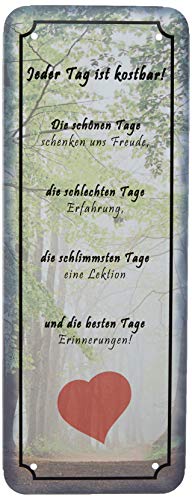 Schatzmix Tag kostbar Erinnerung Metallschild 27x10cm Schild mit Kordel Blechschild, Blech, Mehrfarbig, 27x10 cm von Schatzmix
