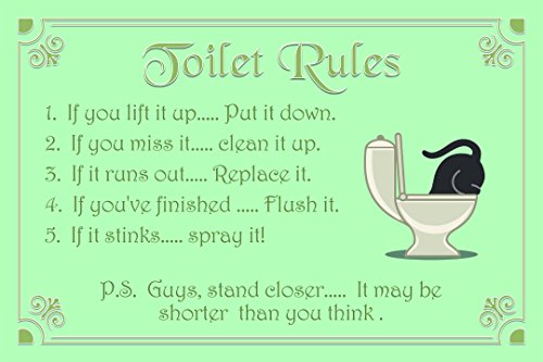 Schatzmix Toilet Rules Klo Ordnung Metallschild Wanddeko 20x30 cm tin Sign Blechschild, Blech, Mehrfarbig von Schatzmix