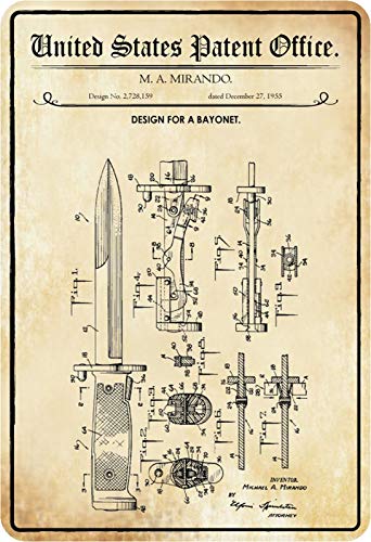 Schatzmix Patent Entwurf für EIN Bajonett-Mirando Metallschild Wanddeko 20x30 cm tin Sign Blechschild, Blech, Mehrfarbig von Schatzmix