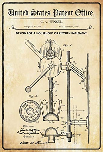 Schatzmix Patent Entwurf für EIN Küchengerät-Hensel Metallschild Deko tin Sign Blechschild, Blech, Mehrfarbig, 20x30 cm von Schatzmix