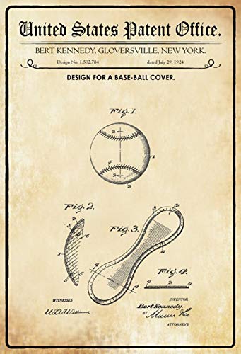 Schatzmix Patent Entwurf für EIN Baseball-Kennedy Metallschild Wanddeko 20x30 cm tin Sign Blechschild, Blech, Mehrfarbig von Schatzmix