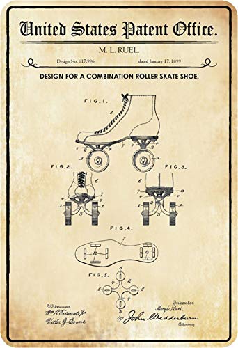 Schatzmix Patent Entwurf für EIN Roller Skate-Ruel Metallschild Wanddeko 20x30 cm tin Sign Blechschild, Blech, Mehrfarbig von Schatzmix