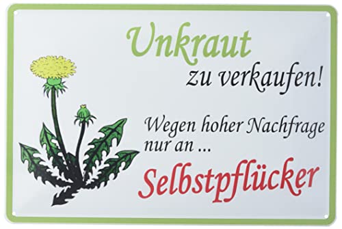 Schatzmix Blechschild Unkraut Metallschild Wanddeko 20x30 cm tin Sign von Schatzmix