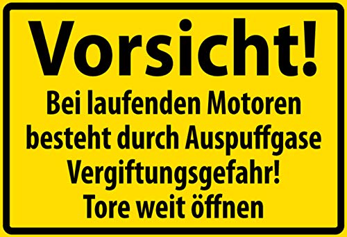 Schatzmix Blechschild Warnschild Vorsicht Bei laufenden Motor Metallschild Wanddeko 20x30 tin Sign von Schatzmix