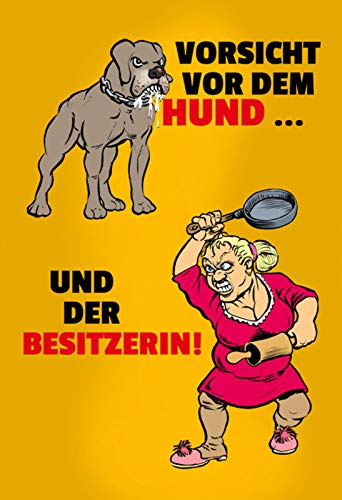 Schatzmix Spruch Vorsicht vor dem Hund & der Besitzerin Metallschild Wanddeko 20x30 tin Sign Blechschild, Blech, Mehrfarbig, 20x30 cm von Schatzmix