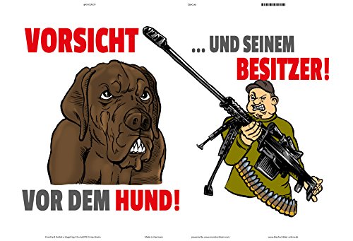 Schatzmix Blechschild Spruch Vorsicht vor dem Hund..und seinem Besitzer! Metallschild Wanddeko 20x30 tin sign von Schatzmix