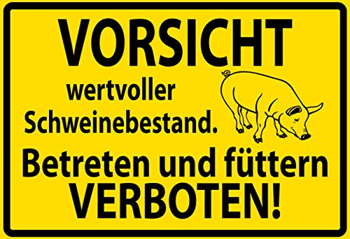 Schatzmix Blechschild Warnschild Vorsicht wertvoller Schweinebest. Metallschild Wanddeko 20x30 tin Sign von Schatzmix