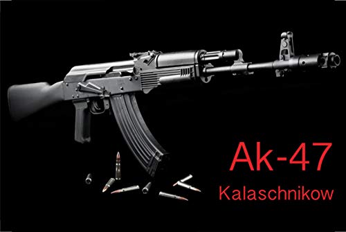 Schatzmix Waffe Kalaschnikow AK47 & Patronen Metallschild Wanddeko 20x30 cm tin Sign Blechschild, Blech, Mehrfarbig von Schatzmix