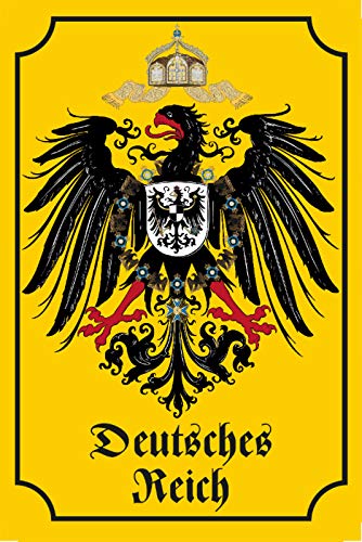 Schatzmix Wappen Deutsches Reich Adler Krone gelb Metallschild Wanddeko 20x30 cm tin Sign Blechschild, Blech, Mehrfarbig von Schatzmix