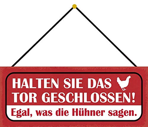 Schatzmix Warnschild Halten Sie das Tor geschlossen Deko 27x10 cm mit Kordel Blechschild, Blech, Mehrfarbig von Schatzmix