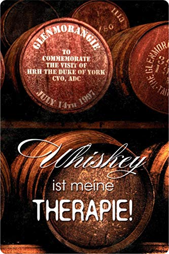 Schatzmix Blechschild Spruch Whiskey ist Meine Therapie Metallschild Wanddeko 20x30 tin Sign von Schatzmix