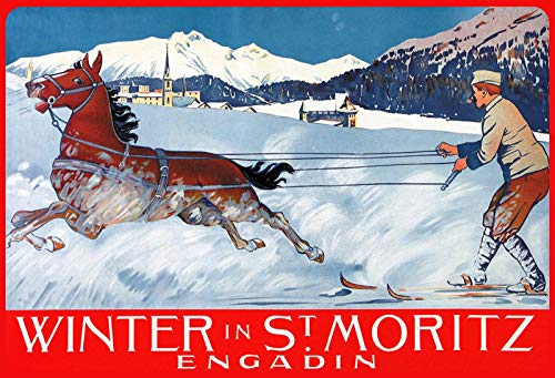 Schatzmix Winter in St. Moritz Metallschild 20x30 cm Wanddeko tin Sign Blechschild, Blech, Mehrfarbig von Schatzmix