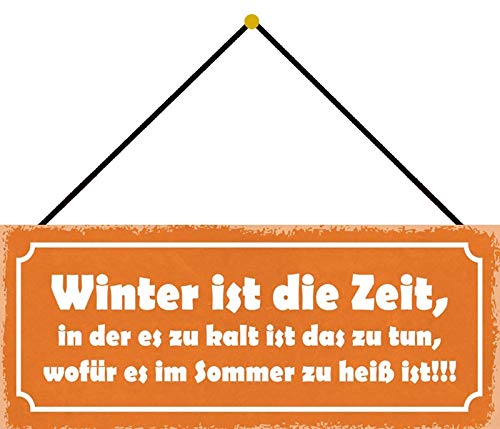 Schatzmix Winter ist die Zeit Metallschild 27x10cm Deko tin Sign mit Kordel Blechschild, Blech, Mehrfarbig, 27x10 cm von Schatzmix