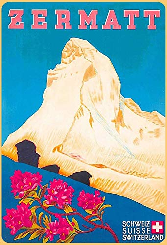 Schatzmix Zermatt blau-beiges Metallschild 20x30 cm Wanddeko tin Sign Blechschild, Blech, Mehrfarbig von Schatzmix