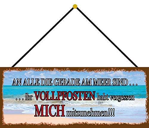 Schatzmix gerade am Meer sind Schild Metallschild 27x10 cm mit Kordel Blechschild, Blech, Mehrfarbig von Schatzmix