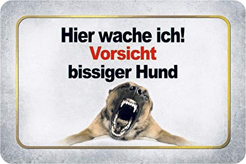 Schatzmix wache ich Vorsicht bissiger Hund Warnschild Metallschild Wanddeko 20x30 cm tin Sign Blechschild, Blech, Mehrfarbig von Schatzmix