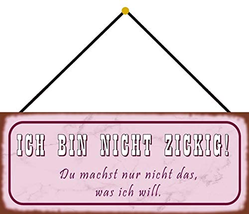 Schatzmix zickig Metallschild 27x10cm Wanddeko Schild mit Kordel Blechschild, Blech, Mehrfarbig, 27x10 cm von Schatzmix