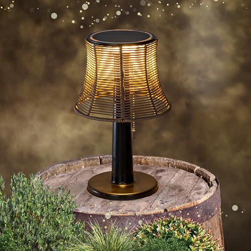 LED Solar Tischlampe Outdoor in Rattan-Optik stehend schwarz | LED Outdoor Lampe kabellos & tragbar | Solar Tischleuchte mit 10 warmweißen LEDs & IP44 wasserdicht für Innen Außen Garten Camping LED Solar Tischlampe Outdoor in Rattan-Optik stehend schwarz | LED Outdoor Lampe kabellos & tragbar | Solar Tischleuchte mit 10 warmweißen LEDs & IP44 wasserdicht für Innen Außen Garten Camping von Schauer