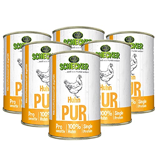 Schecker Nassfutter für den Hund - Huhn PUR - - getreidefrei - 6 x 410g - glutenfrei von Schecker