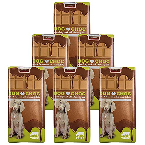 Dog Choc Hundeschokolade mit Pansen 6 x 100g Zartschmelzende Schokolade mit speziellen Rezepturen nur für Hunde von Schecker