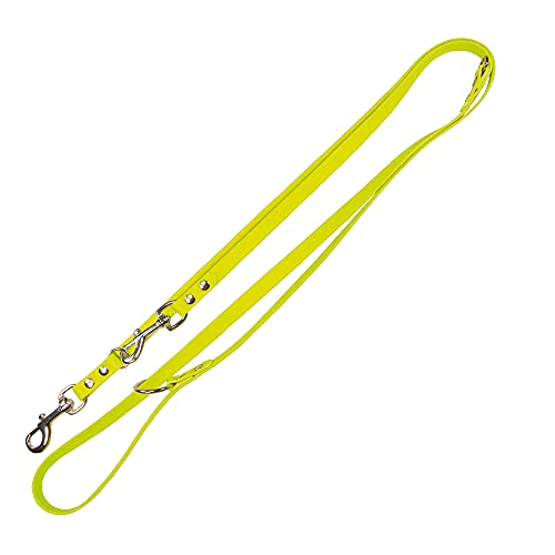 Schecker Orginal Biothane® Verlängerungsleine Hundeleine 3 Fach verstellbar 2,2 Meter lang 16 mm Gelb von Schecker