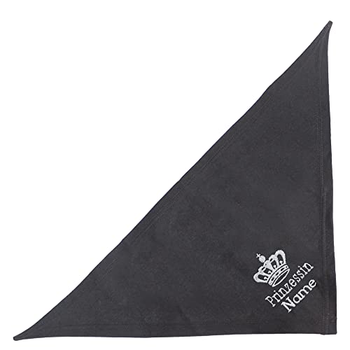 Schecker Schwarz 50cm Besticktes Hundehalstuch mit Text Prinzessin + Krone + Hundename – Bandana hochwertig Bestickt Größen von Schecker