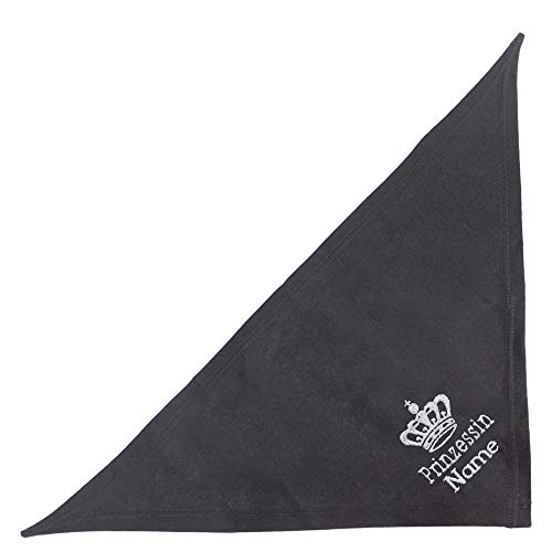 Schecker Schwarz 65cm Besticktes Hundehalstuch mit Text Prinzessin + Krone + Hundename – Bandana hochwertig Bestickt von Schecker