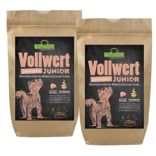 Schecker Trockenfutter mit Geflügel - Hundefutter VOLLWERT Junior - Welpe - getreidefrei - 2 x 6 kg = 12 kg von Schecker