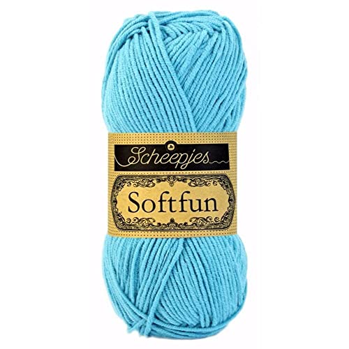 Scheepjes 1592-2423 Softfun Baumwolle Garn, 2423 Bright Turquoise, 1x50g von Scheepjes