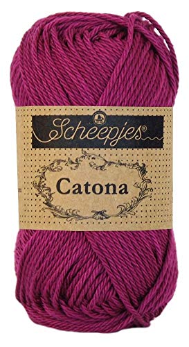 Scheepjes 1677-128 Catona Baumwolle Garn, 128 Tyrian Purple, 1x25g von Scheepjes