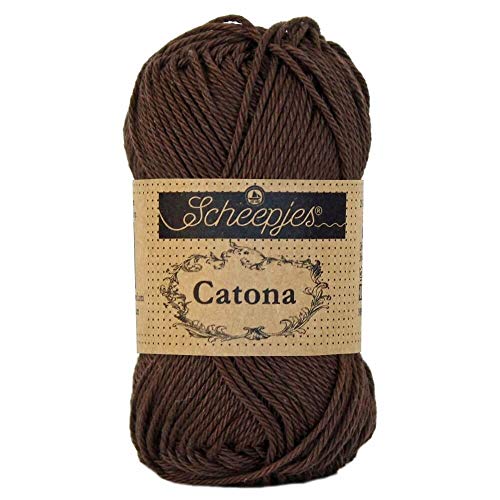 Scheepjes 1677-162 Catona Baumwolle Garn, 162 Black Coffee, 1x25g von Scheepjes