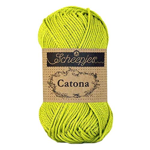 Scheepjes 1677-245 Catona Baumwolle Garn, 245 Green Yellow, 1x25g von Scheepjes