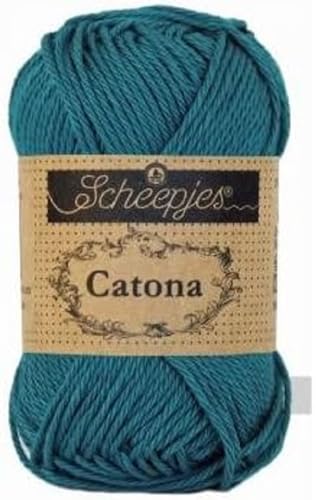 Scheepjes 1677-400 Catona Baumwolle Garn, 400 Petrol Blue, 1x25g von Scheepjes