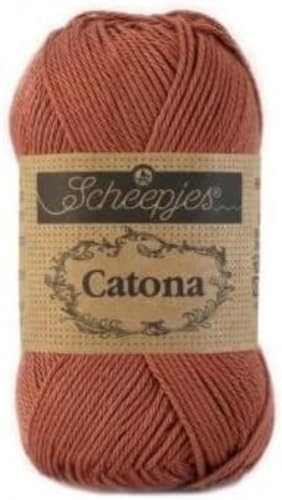 Scheepjes 1677-504 Catona Baumwolle Garn, 504 Brick Red, 1x25g von Scheepjes