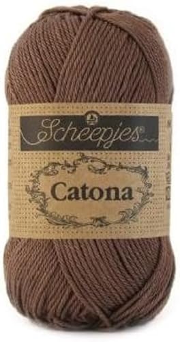 Scheepjes 1677-507 Catona Baumwolle Garn, 507 Chocolate, 1x25g von Scheepjes