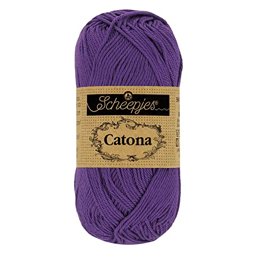 Scheepjes 1677-521 Catona Baumwolle Garn, 521 Deep Violet, 1x25g von Scheepjes