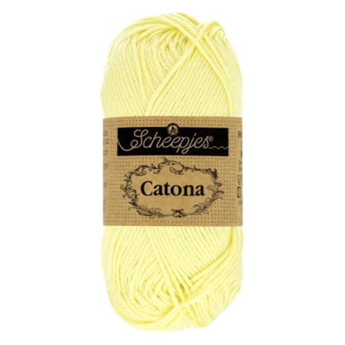 Scheepjes 1678-100 Catona Baumwolle Garn, 100 Lemon Chiffon, 1x50g von Scheepjes