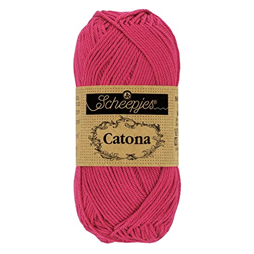 Scheepjes 1678-2 Catona Baumwolle Garn, 413 Cherry, 10x50g, 10 Count von Scheepjes