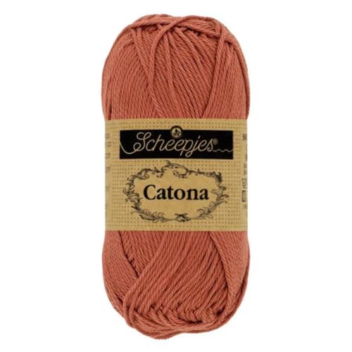 Scheepjes 1678-504 Catona Baumwolle Garn, 504 Brick Red, 1x50g von Scheepjes