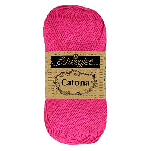 Scheepjes 1678-604 Catona Baumwolle Garn, 604 Neon Pink, 1x50g von Scheepjes