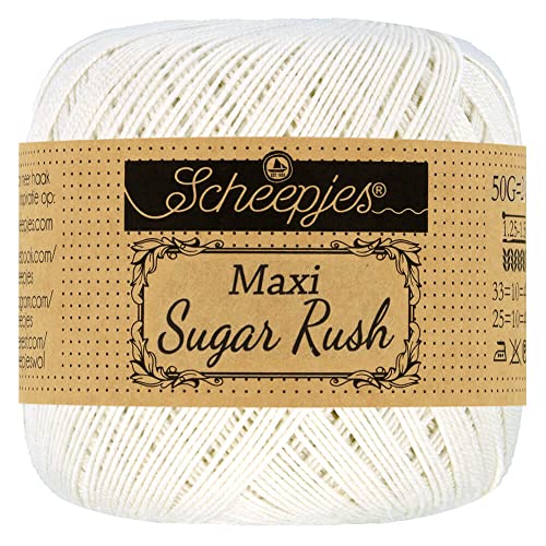 Scheepjes 1694-2 Maxi Sugar Rush Baumwolle Garn, 100% merzerisierte, 105 Bridal White, 10x50g, 10 Count von Scheepjes