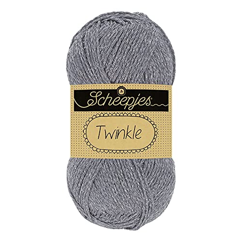 Scheepjes Twinkle 50g - 902 Grau Glänzendes Garn für Strick- und Häkelprojekte von Scheepjes