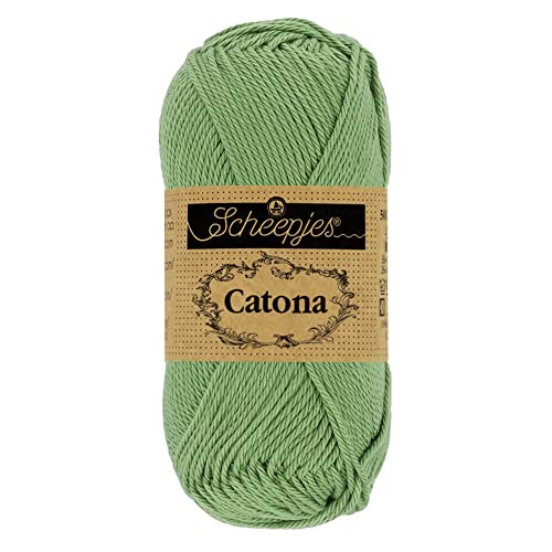 Scheepjes 1704-212 Catona Baumwolle Garn, 212 Sage Green, 1x10g von Scheepjes